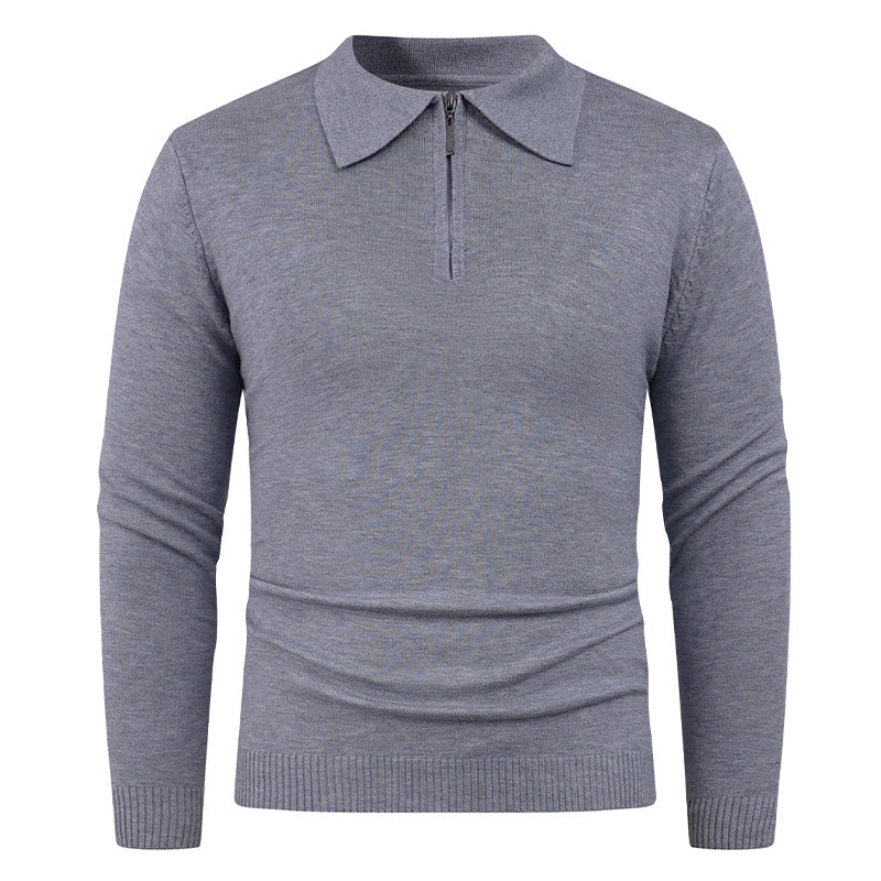 Herren Strickpullover mit halb offenem Kragen und feiner Rippenstruktur ModeGeist