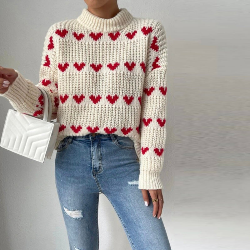 ModeGeist | Herzstrickpullover Mit Romantischem Stil
