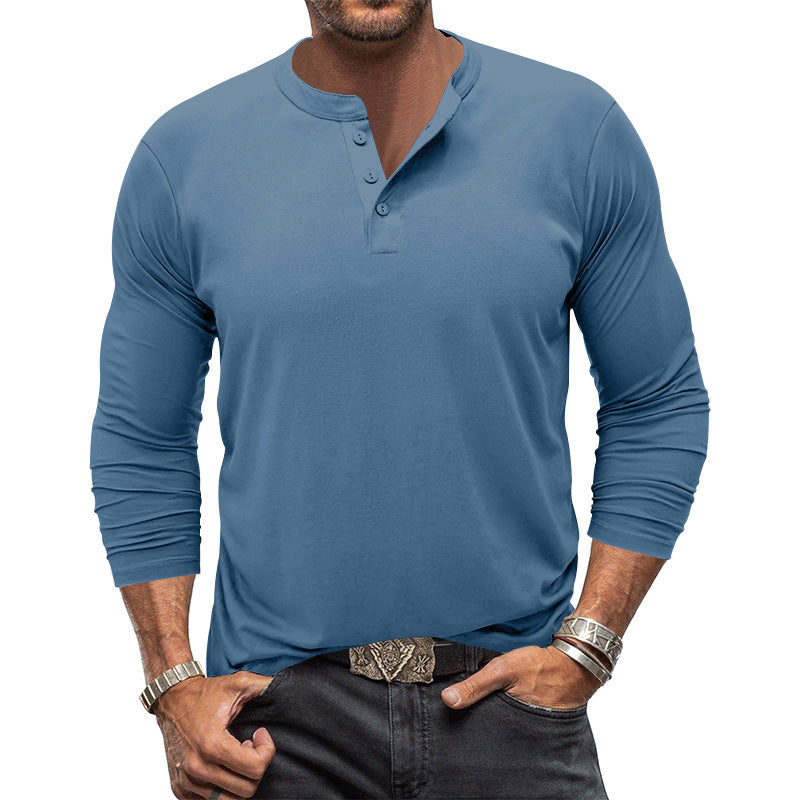 Herren Langarm T-Shirt mit Knopfleiste ModeGeist