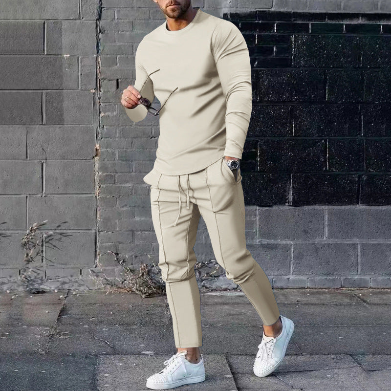 Herren Sportliches Langarmshirt und Chino Jogginghose Set ModeGeist