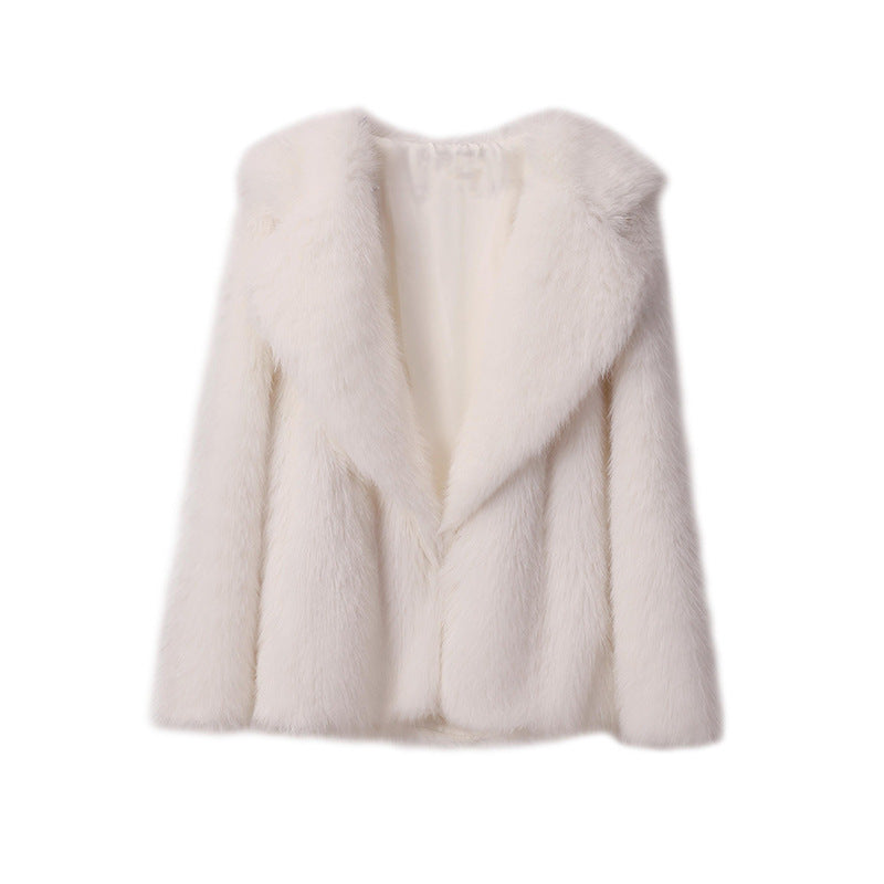 Damen Elegante Kunstpelz-Jacke mit weichem Kragen und modischem Schnitt ModeGeist