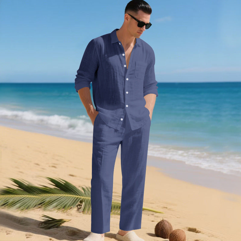 Herren leichtes Leinen-Outfit mit stilvollem Hemd und eleganter Hose ModeGeist