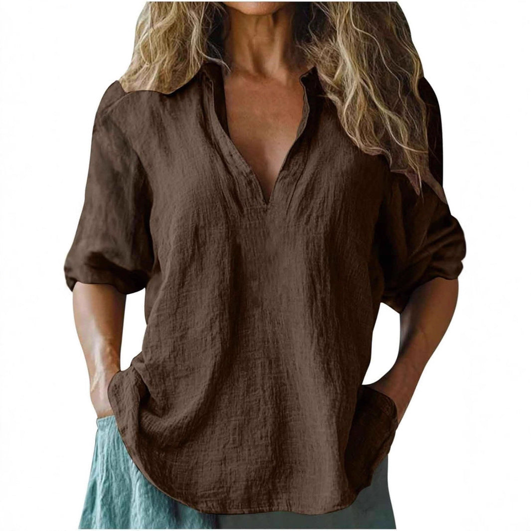Damen lässige Leinenbluse ModeGeist