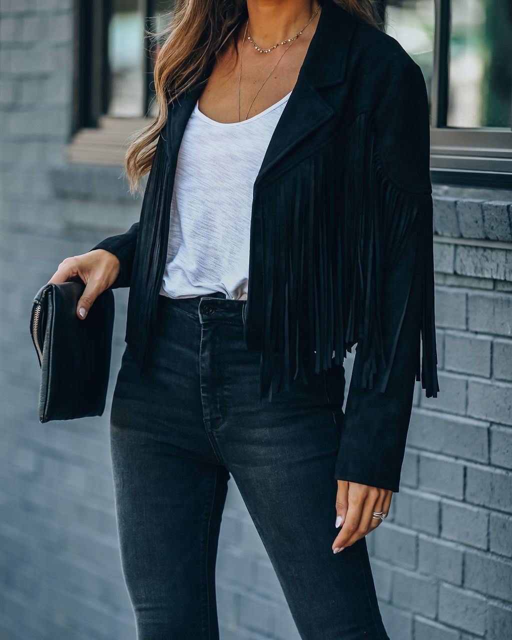 ModeGeist | Revers Langarm Fransen Crop Hippie Jacke