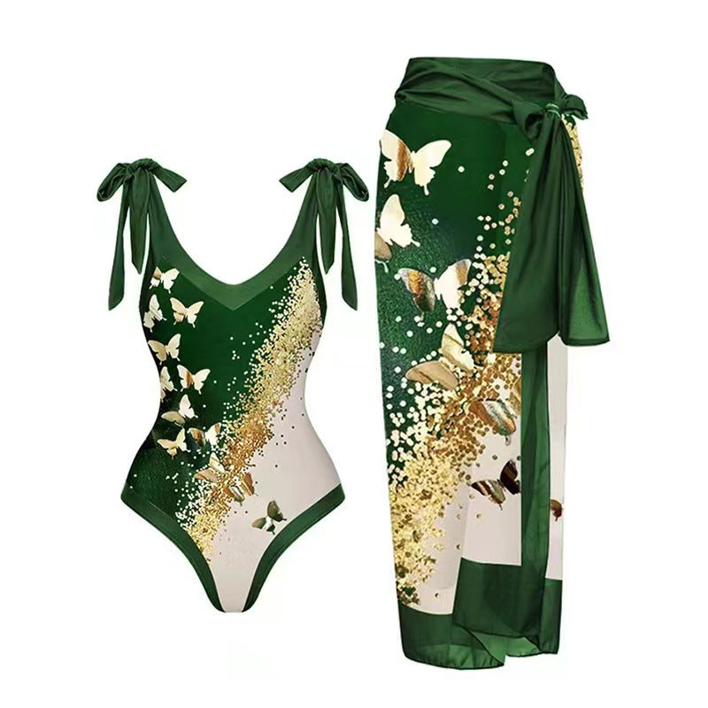 Elegantes Damen Bademode-Set mit verstellbaren Trägern und Sarong