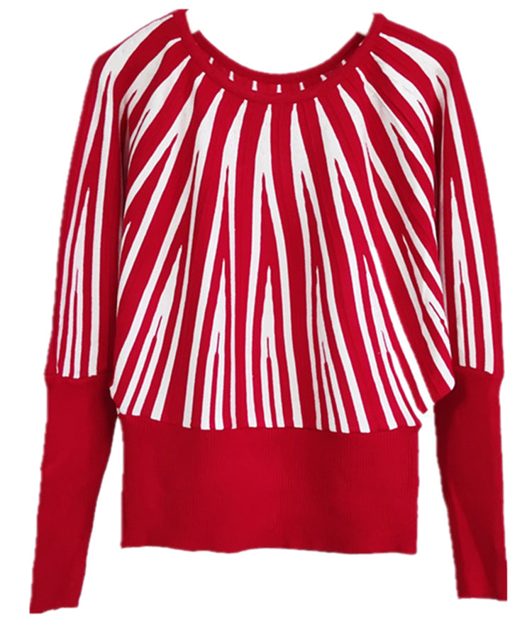 Damen weicher Pullover mit modernem Streifenmuster und weitem Schnitt ModeGeist