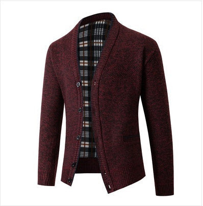 Herren eleganter Strickcardigan mit Karomuster ModeGeist