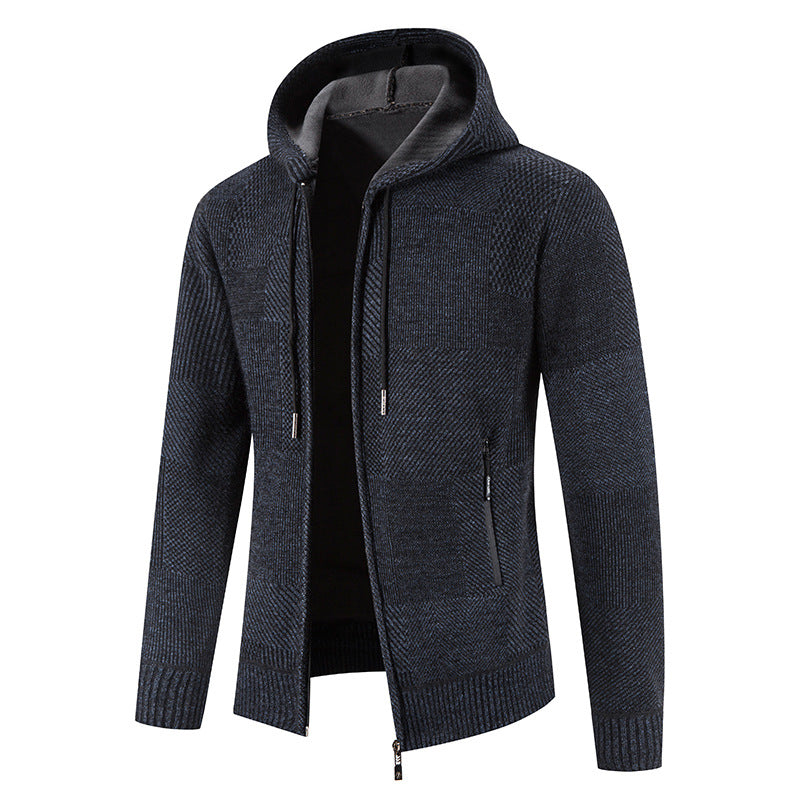 Herren Strickjacke mit Kapuze und modernen Strukturelementen ModeGeist