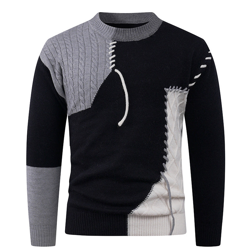Herren modischer Strickpullover mit asymmetrischem Zopfmuster ModeGeist