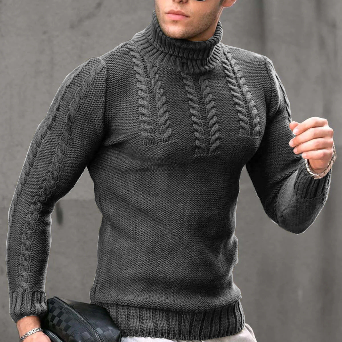 Herren Strickpullover mit hochstehendem Kragen ModeGeist