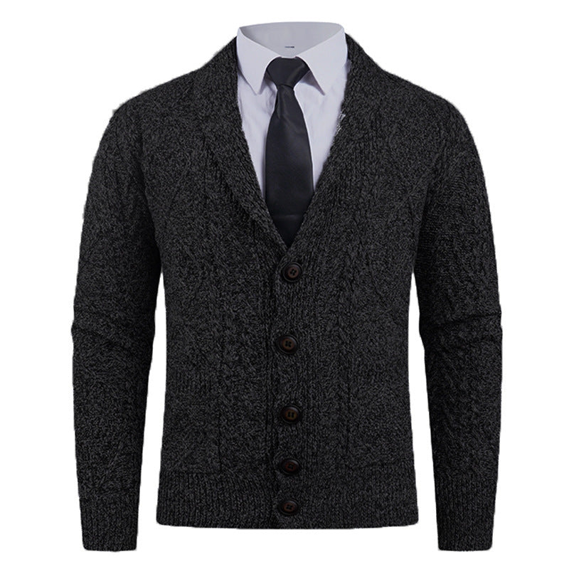 Herren Strickjacke mit markantem Zopfmuster und stilvollem Schalkragen ModeGeist