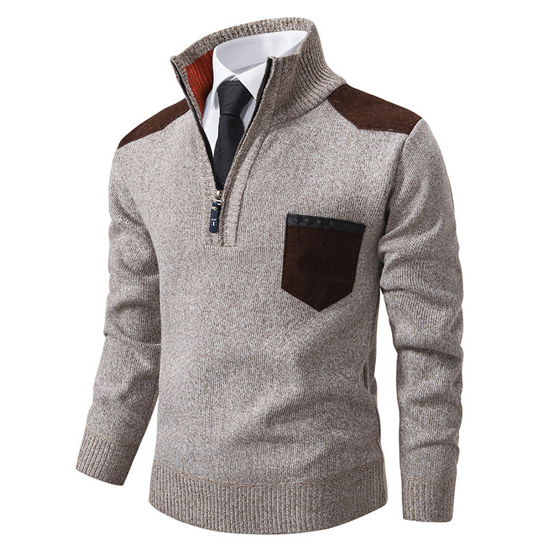Herren eleganter Strickpullover mit Kragen und Taschen ModeGeist