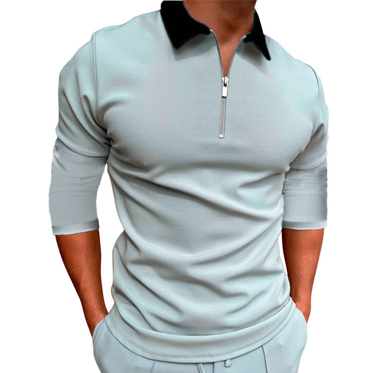 Herren sportlicher Pullover mit 1/4 Reißverschluss und kontrastierendem Kragen ModeGeist