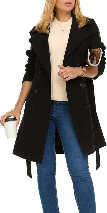 Damen Trenchcoat mit asymmetrischem Saum und breitem Kragen ModeGeist