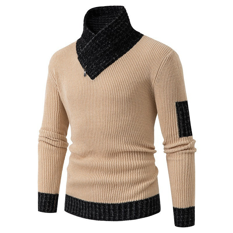 Herren Pullover mit modernem asymmetrischem Kragen und strukturiertem Design ModeGeist