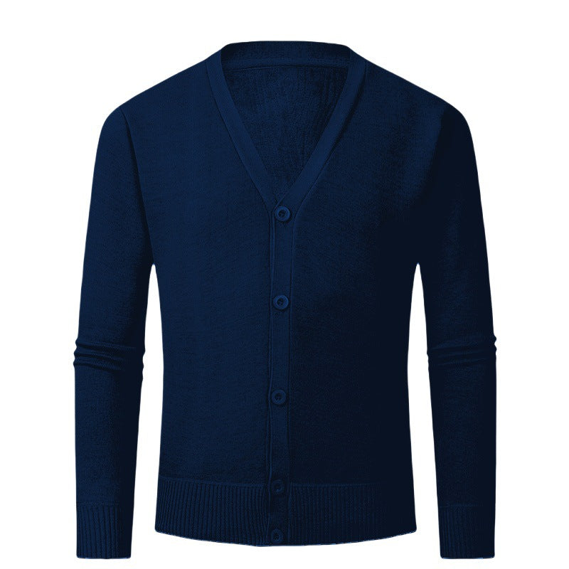 Herren Strickjacke mit V-Ausschnitt und knopflosem Design ModeGeist