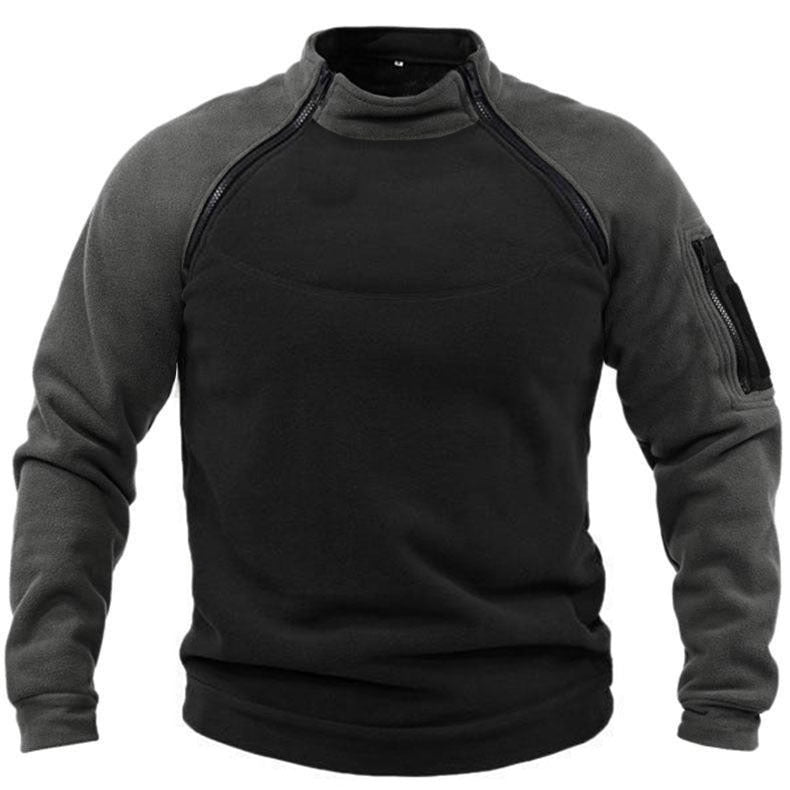 Herren Fleece-Pullover mit hohem Kragen und funktionalen Taschen ModeGeist