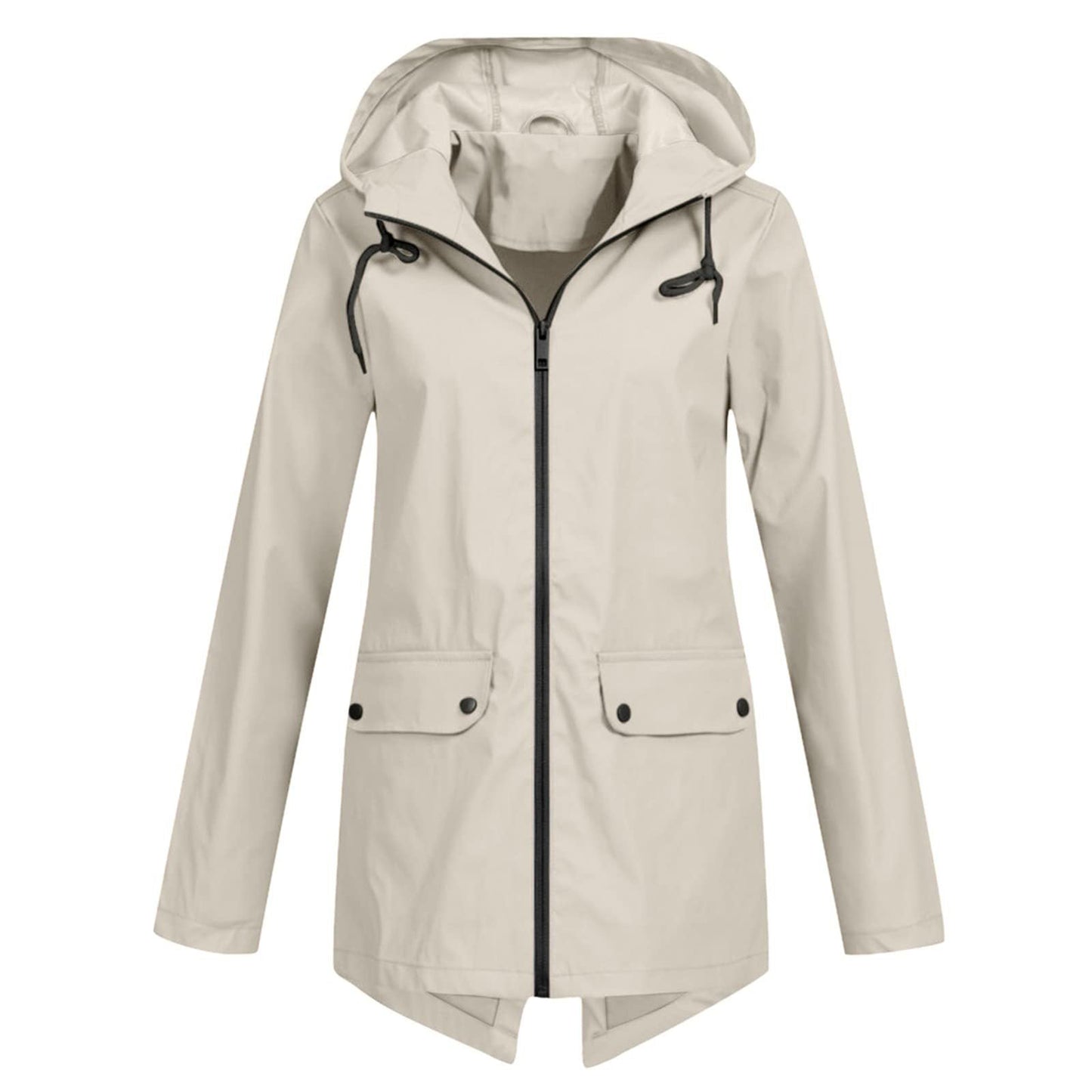 Damen wasserabweisende Übergangsjacke mit verstellbarer Kapuze und praktischen Taschen ModeGeist