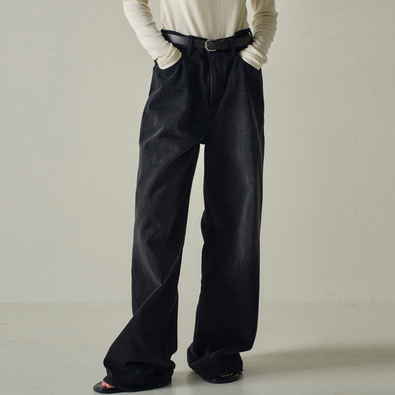 Elegante Damenhose mit hoher Taille, weitem Schnitt und Bundfalten von MODEGEIST