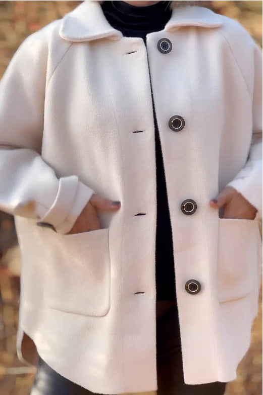 Damen modische und warme Wollejacke mit praktischen Taschen ModeGeist