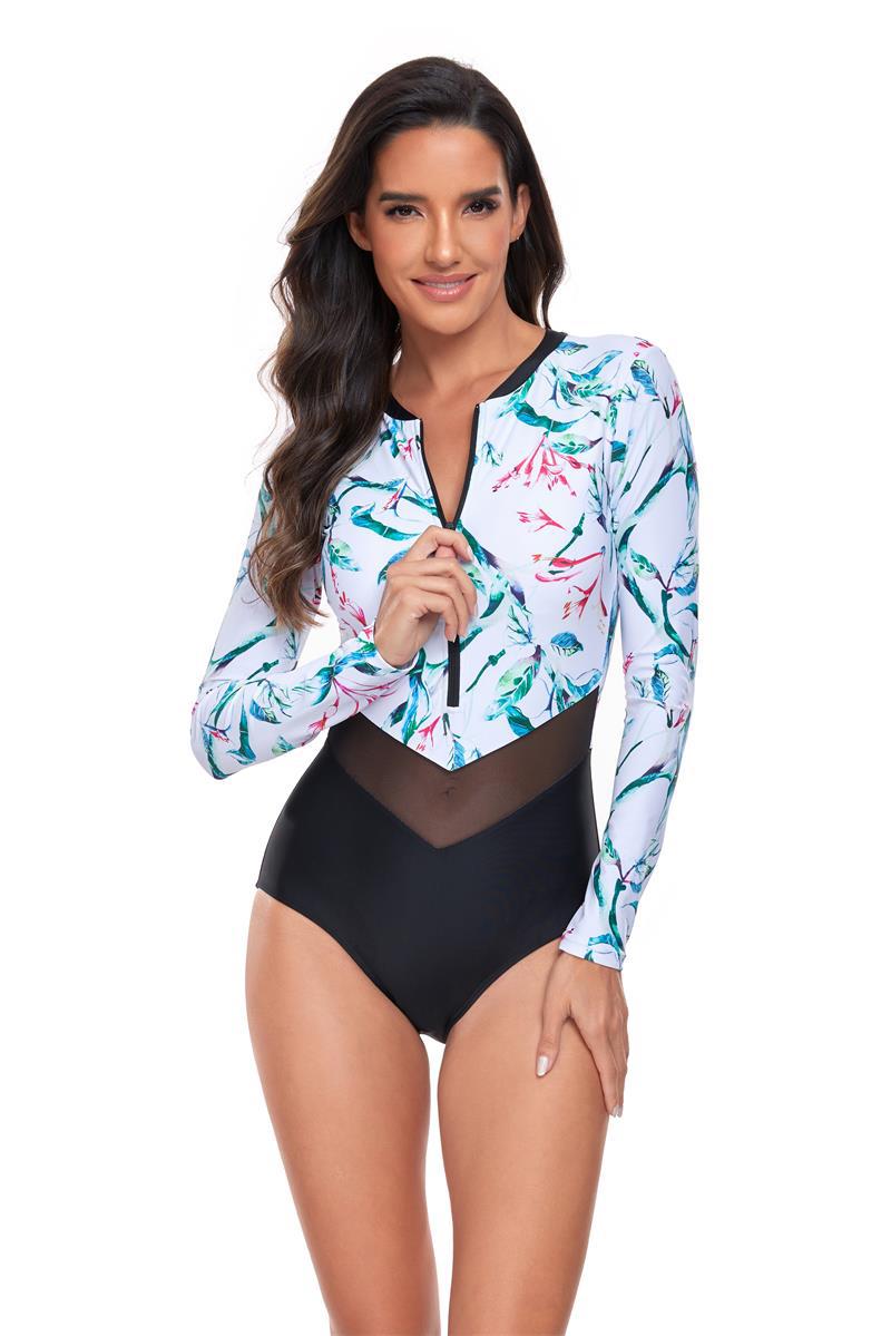 Sportlicher Damen-Schwimmanzug mit langem Arm und Reißverschluss von MODEGEIST