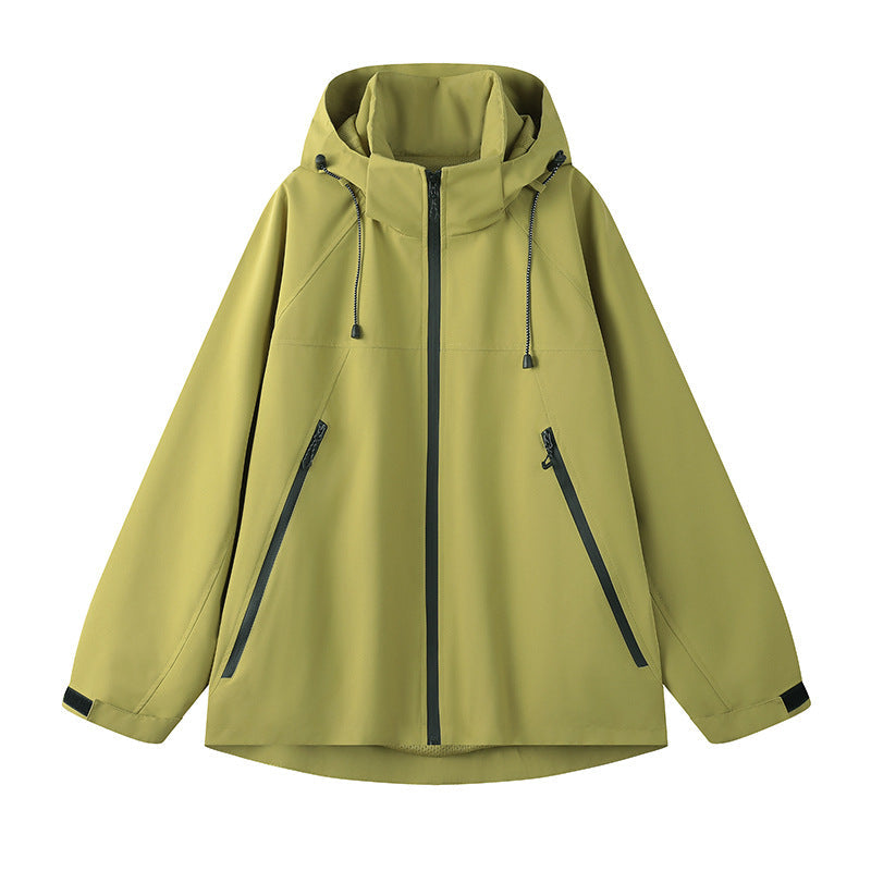 Damen technische Outdoor-Jacke mit verstellbarer Kapuze und funktionalen Reißverschlusstaschen ModeGeist
