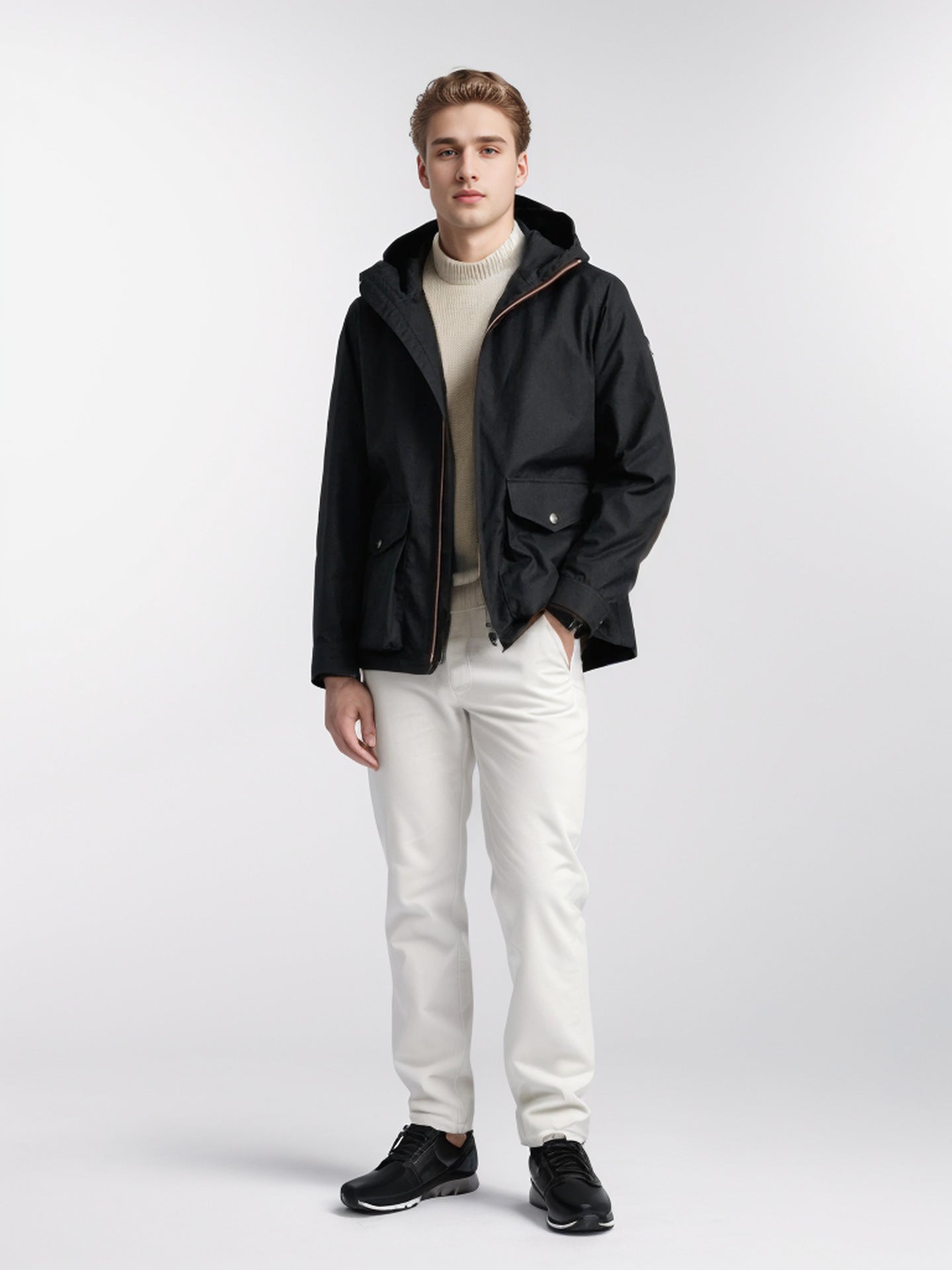 Herren funktionale Übergangsjacke mit abnehmbarer Kapuze ModeGeist