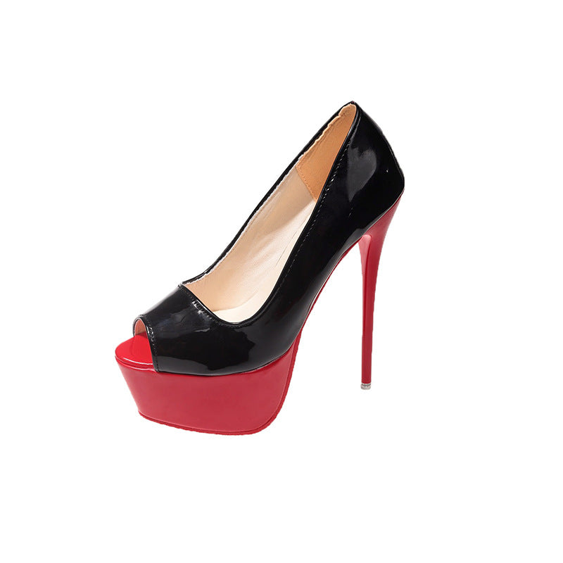 Damen Peeptoe High Heels mit Plattform und hohem Stiletto-Absatz ModeGeist
