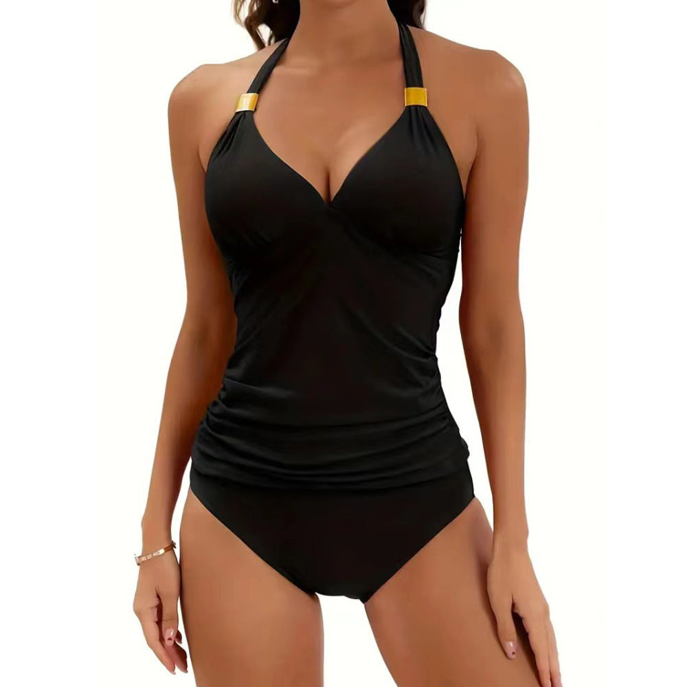 Eleganter Damen Tankini mit V-Ausschnitt und figurbetonter Passform von MODEGEIST
 - MODEGEIST