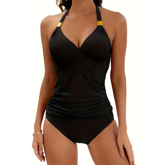 Eleganter Damen Tankini mit V-Ausschnitt und figurbetonter Passform von MODEGEIST
 - MODEGEIST