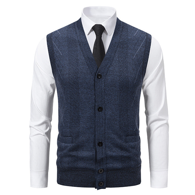 Herren Strickjacke mit klassischem V-Ausschnitt und feinem Zopfmuster ModeGeist