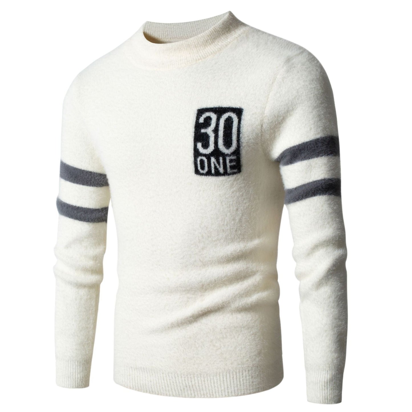 Herren Sportlicher Wollpullover mit strukturiertem Logo ModeGeist