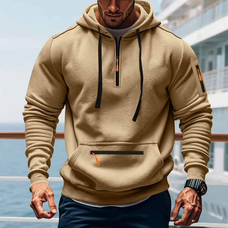 Herren sportlicher Kapuzenpullover mit praktischem Zwei-Wege-Reißverschluss und seitlichen Taschen ModeGeist