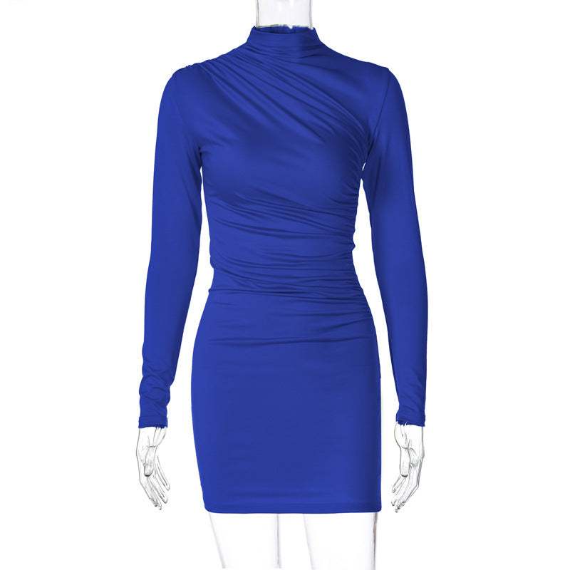 Elegantes Damen Wickelkleid mit hohem Kragen und geschmackvollen Drapierungen von MODEGEIST