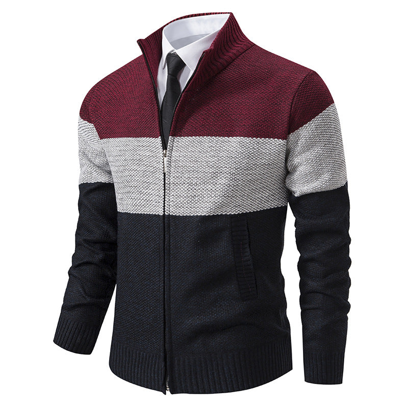 Herren modische Strickjacke mit hohem Kragen und modernem Reißverschluss ModeGeist
