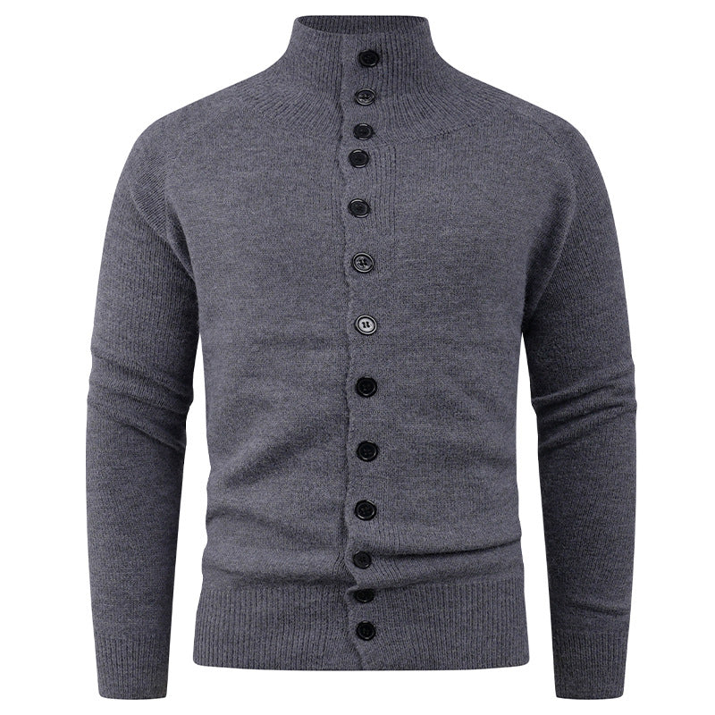 Herren Strickjacke mit modernem Stehkragen und Knopfverschluss ModeGeist