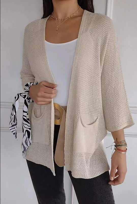 Damen lässige Strickjacke mit offener Vorderseite und praktischen Taschen ModeGeist