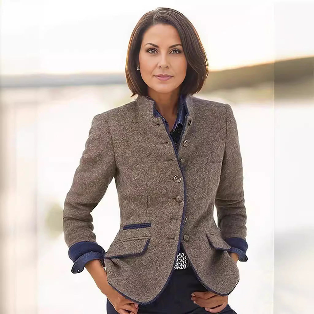 Damen elegante Blazerjacke mit Knopfleiste und praktischen Taschen ModeGeist