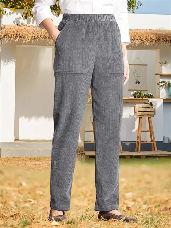Einfarbige gerippte Hose von Isley für Damen