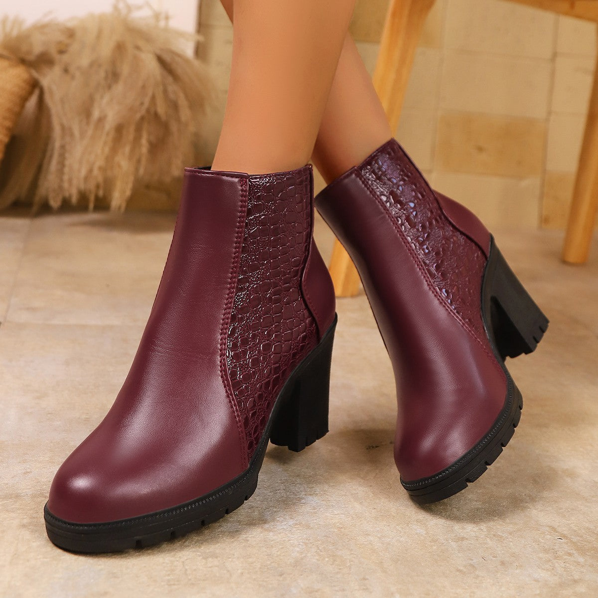 Damen modische Ankle-Boots mit strukturiertem Obermaterial ModeGeist