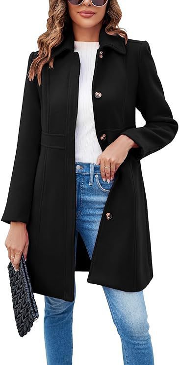 Damen klassischer Wollmantel mit modischem Schnitt und funktionalen Details ModeGeist