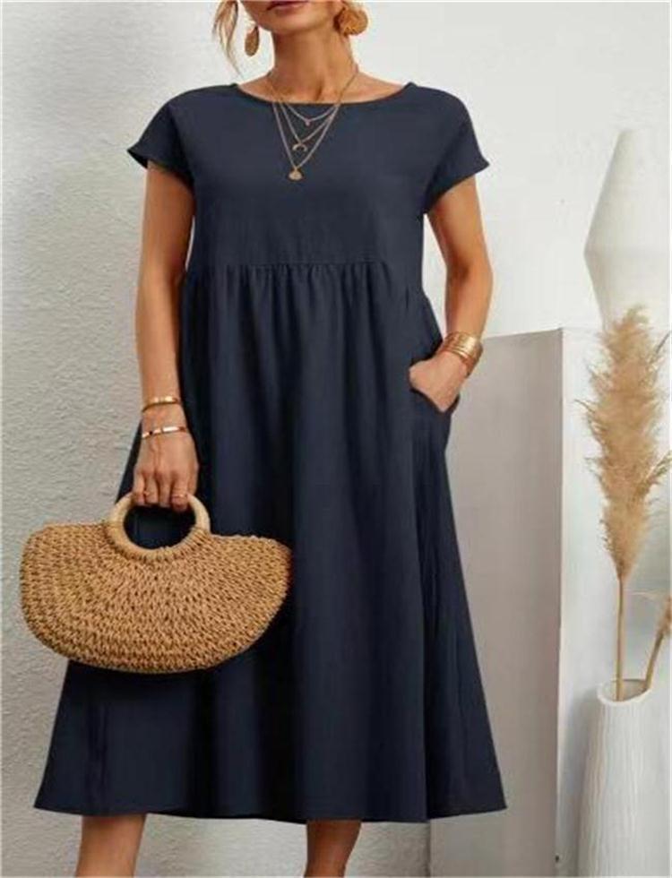 Elegantes, lässiges Damen-Midikleid mit Taschen von MODEGEIST