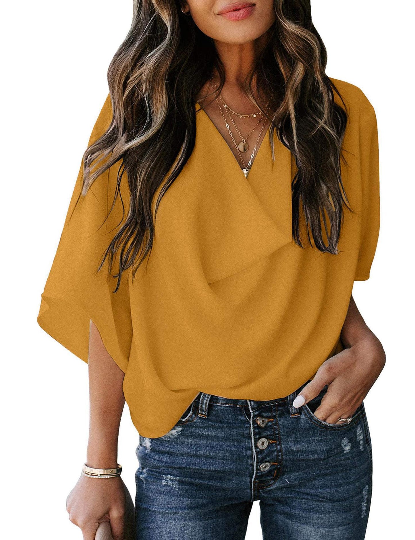 Damen Elegante Wickelbluse mit lässigem Schnitt ModeGeist