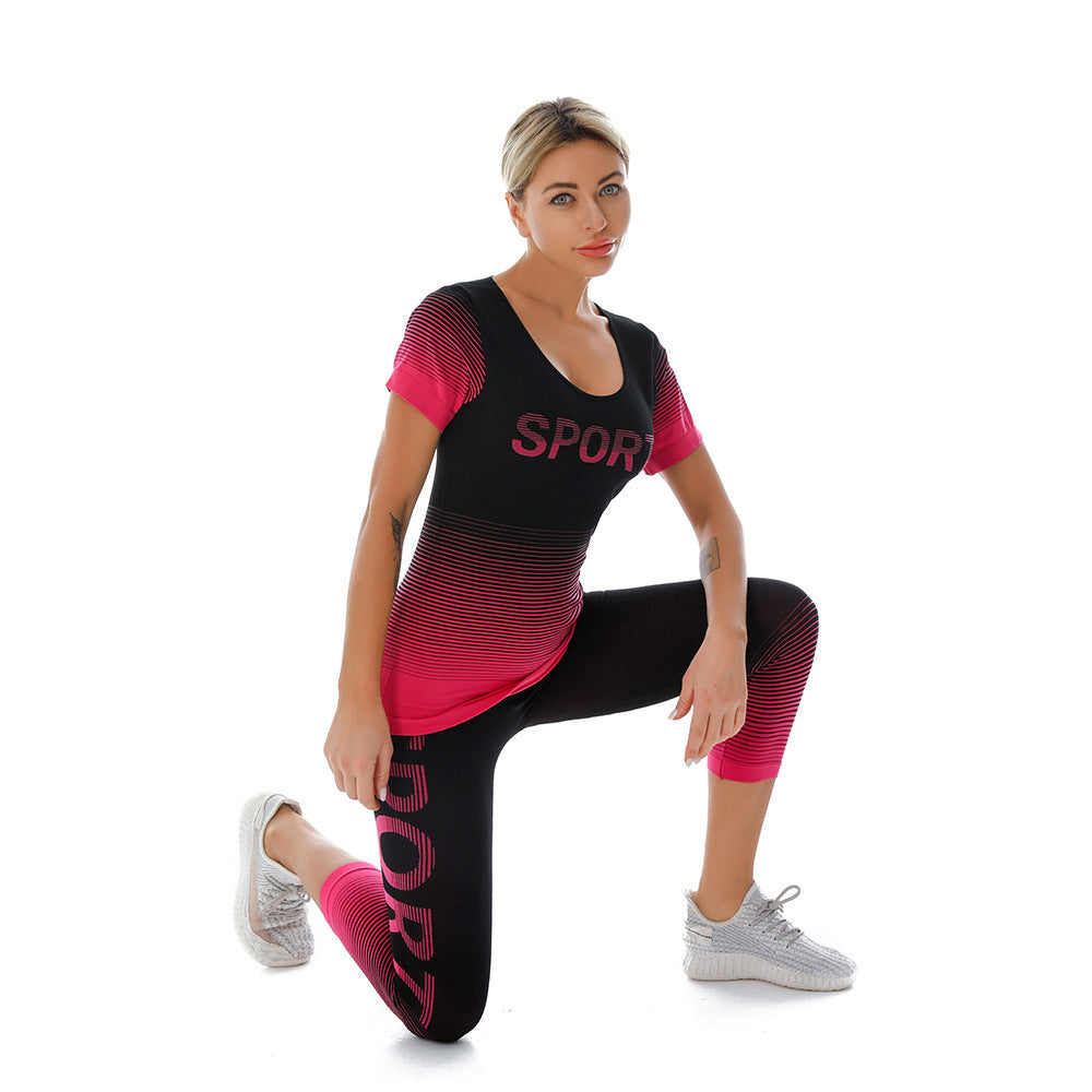 Damen Sportliches Fitness-Set mit grafischem Design und hoher Atmungsaktivität ModeGeist
