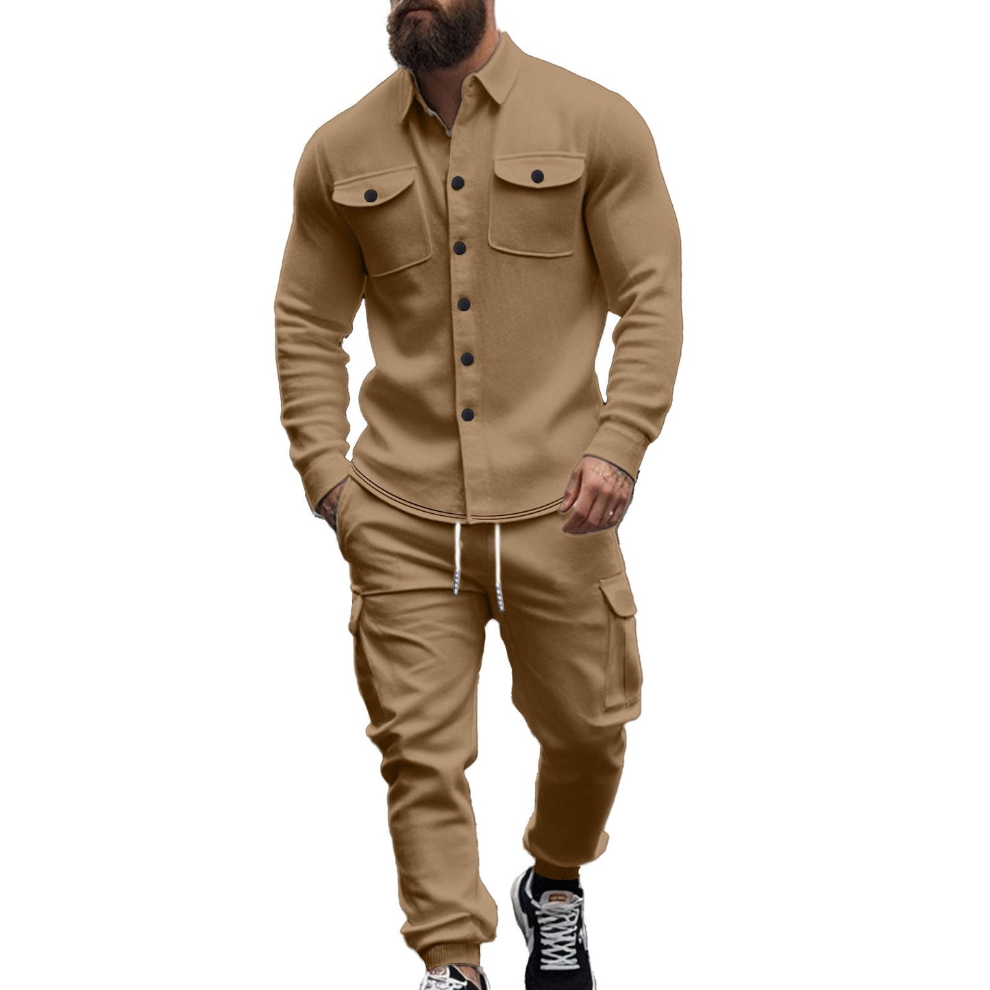Herren Cargo-Set mit lässigen Hemd und elastischen Hosen ModeGeist