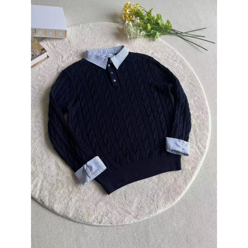 Damen Strickpullover mit dekorativem Zopfmuster und engem Kragen ModeGeist