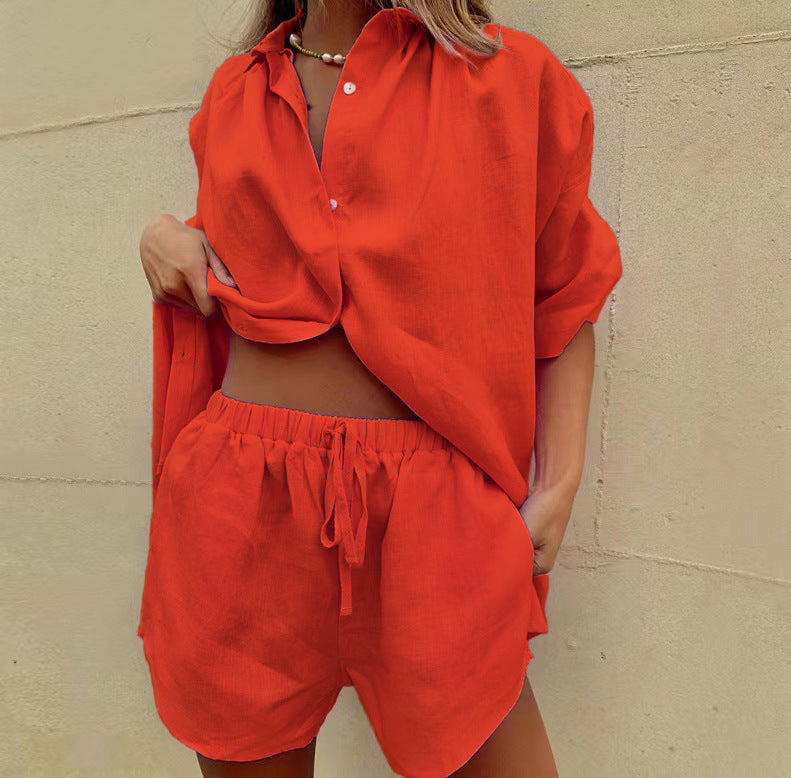 Leinen-Shorts-Set für Damen im lässigen MODEGEIST
