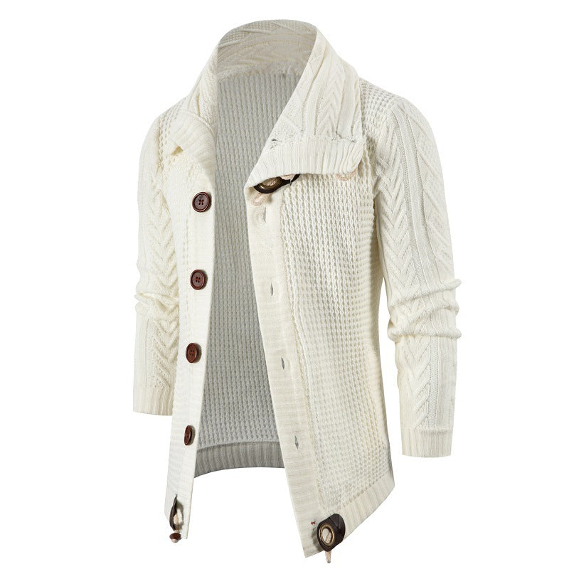Herren Grobstrick Strickjacke mit umschlagbarem Halsausschnitt ModeGeist