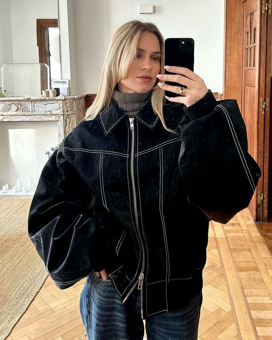 Damen Oversized Kunstleder-Jacke ModeGeist