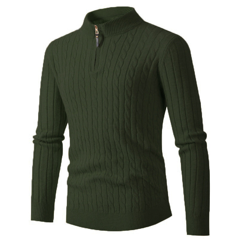 Herren Strickpullover mit modernem Reißverschluss und Zopfmuster ModeGeist